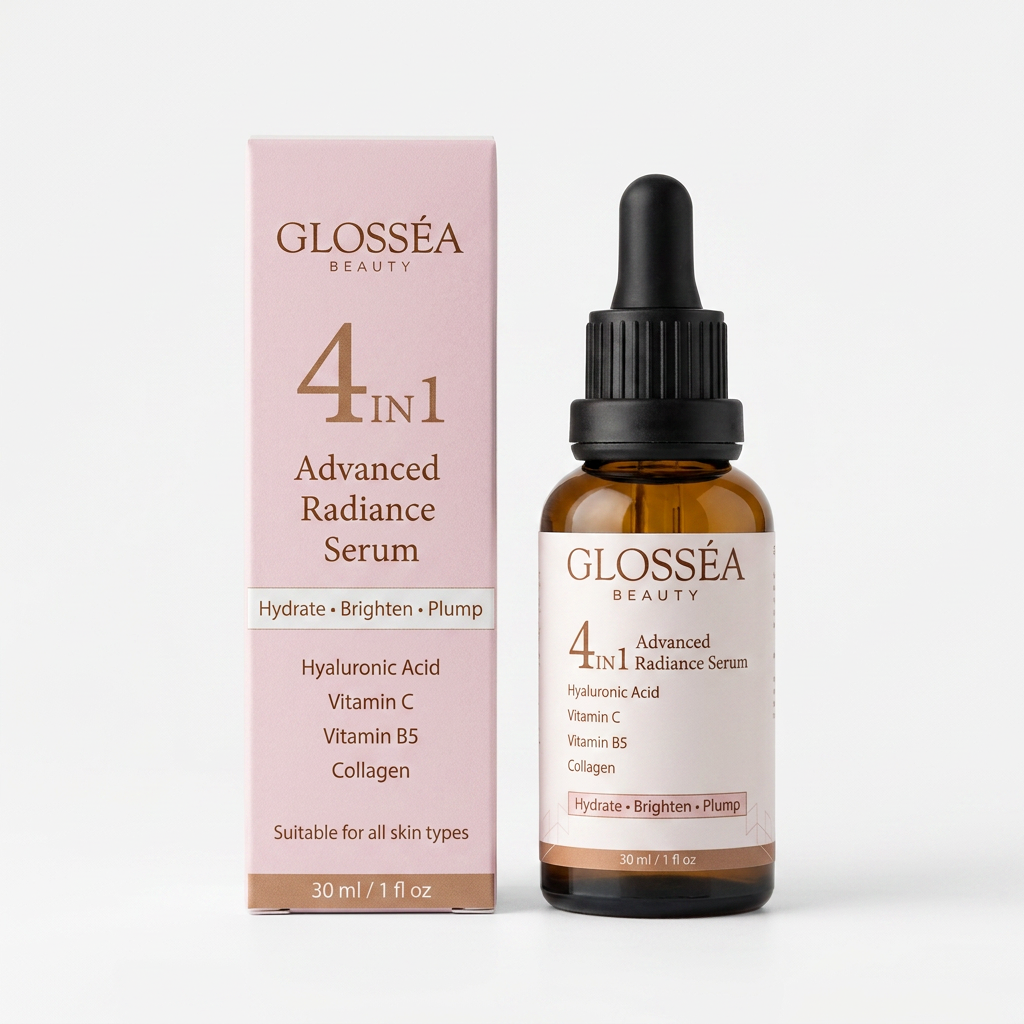 Glosséa Beauty 4-in-1 Advanced Radiance Serum with 
Hyaluronic Acid and Vitamin C – 30ml