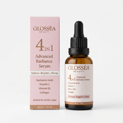 Glosséa Beauty 4-in-1 Advanced Radiance Serum with 
Hyaluronic Acid and Vitamin C – 30ml