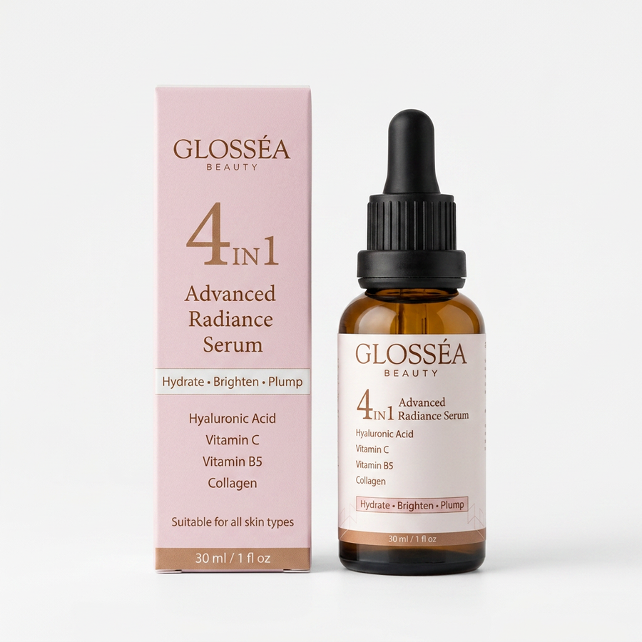 Glosséa Beauty 4-in-1 Advanced Radiance Serum with 
Hyaluronic Acid and Vitamin C – 30ml
